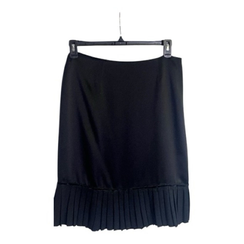 St. John Evening Silk Satin Black Skirt With Pleated Flounce Hemline size 8 - Picture 2 of 8